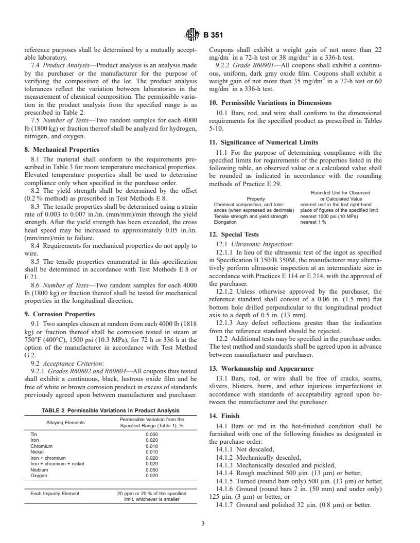 ASTM B351-01 - Standard Specification for Hot-Rolled and Cold-Finished Zirconium and Zirconium Alloy Bars, Rod, and Wire for Nuclear Application