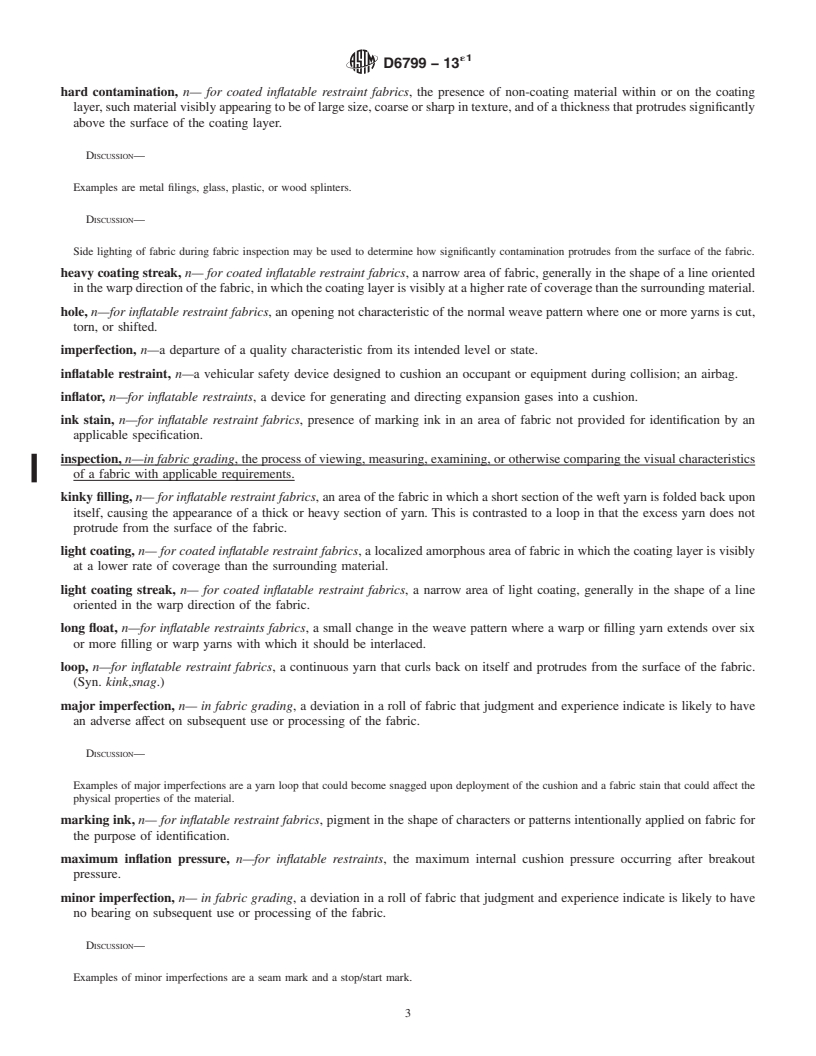 REDLINE ASTM D6799-13e1 - Standard Terminology Relating to  Inflatable Restraints