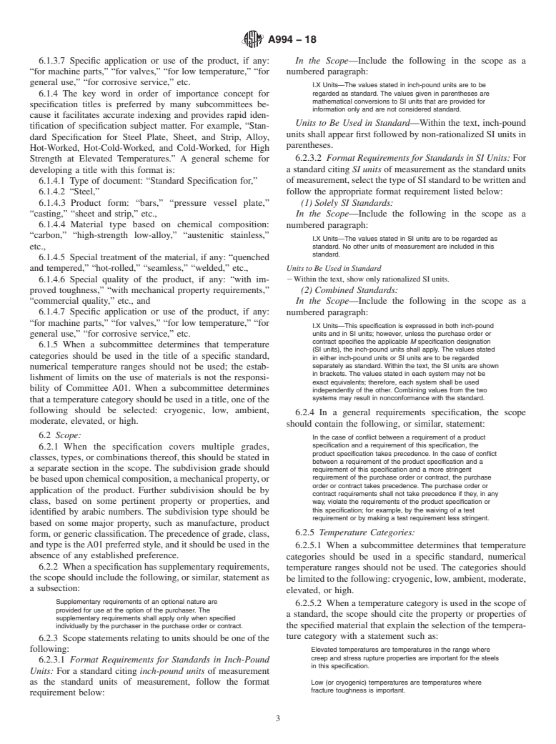 ASTM A994-18 - Standard Guide for  Editorial Procedures and Form of Product Specifications for  Steel, Stainless Steel, and Related Alloys