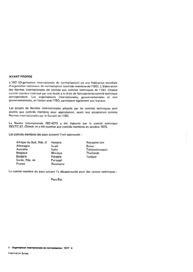 ISO 4275:1977 ISO 4275:1977 - Bicarbonate d'ammonium a usage industriel (y compris les industries alimentaires) -- Dosage de l'arsenic -- Méthode photométrique au diéthyldithiocarbamate d'argent - Page 2 preview