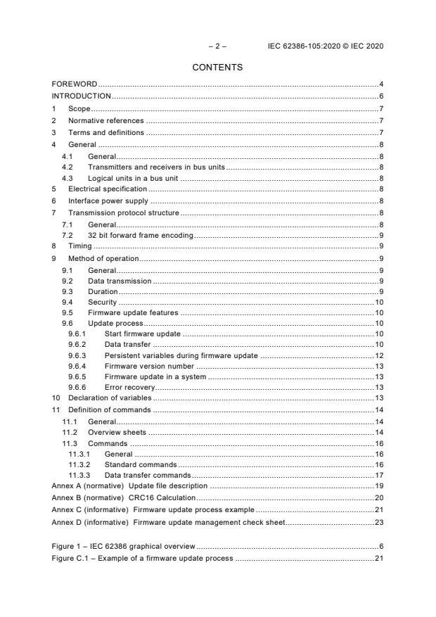IEC 62386-105:2020 IEC 62386-105:2020 - Digital addressable lighting interface - Part 105: Particular requirements for control gear and control devices - Firmware Transfer - Page 4 preview