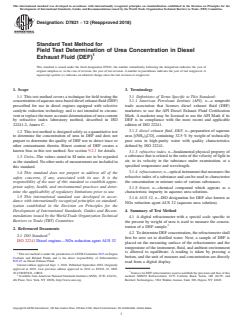ASTM D7821-12(2018) ASTM D7821-12(2018) - Standard Test Method for Field Test Determination of Urea Concentration in Diesel Exhaust Fluid (DEF) - Page 1 preview