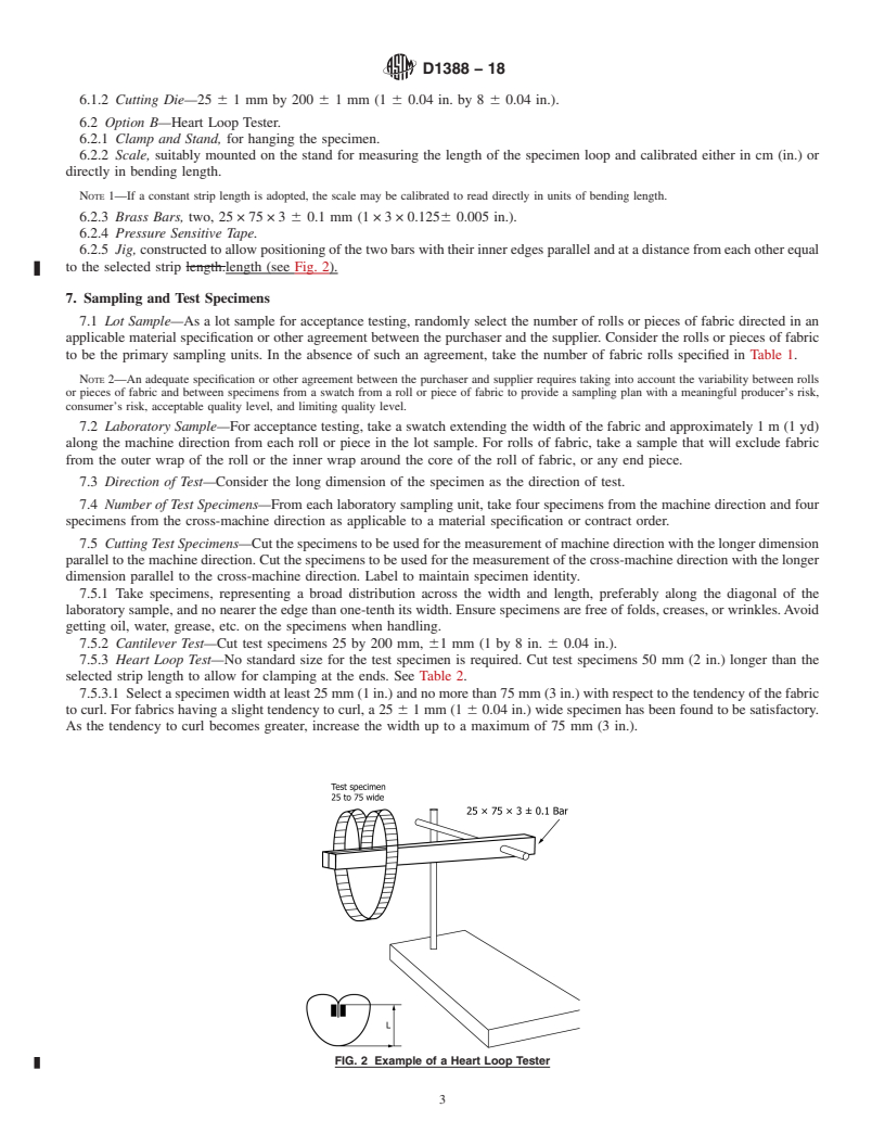 REDLINE ASTM D1388-18 - Standard Test Method for  Stiffness of Fabrics