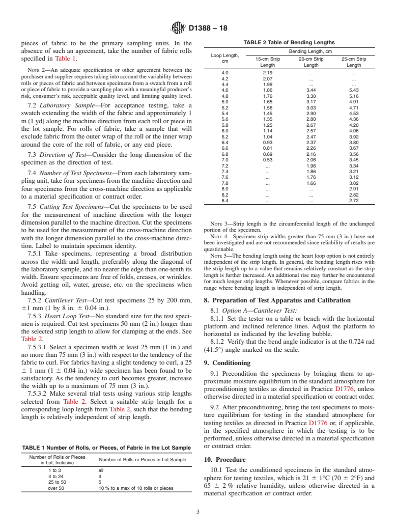 ASTM D1388-18 - Standard Test Method for  Stiffness of Fabrics