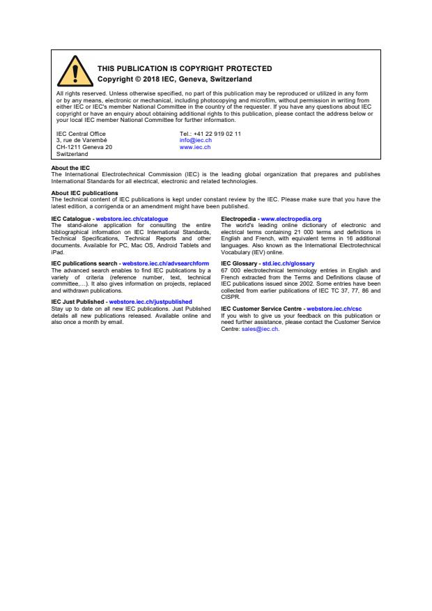 IEC PAS 61076-3-126:2018 IEC PAS 61076-3-126:2018 - Connectors for electrical and electronic equipment - Product requirements - Part 3-126: Rectangular connectors - Detail specification for 5 pole power connector for industrial environments with push-pull locking - Page 2 preview