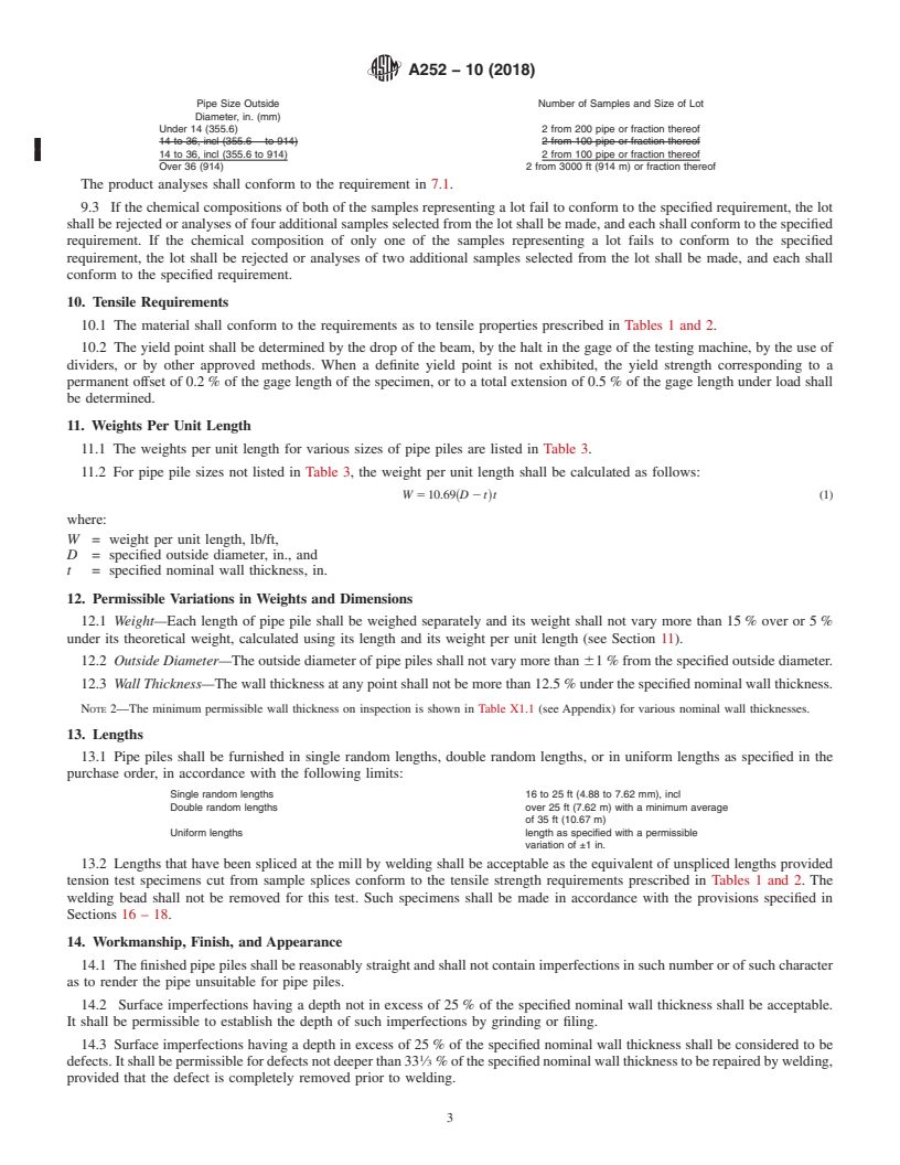 REDLINE ASTM A252-10(2018) - Standard Specification for  Welded and Seamless Steel Pipe Piles