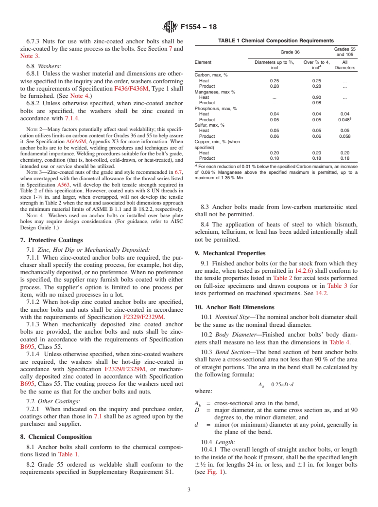 ASTM F1554-18 - Standard Specification for  Anchor Bolts, Steel, 36, 55, and 105-ksi Yield Strength