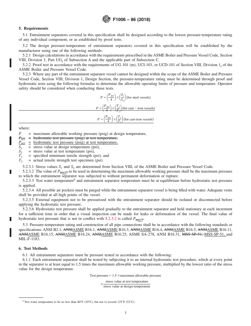 REDLINE ASTM F1006-86(2018) - Standard Specification for  Entrainment Separators for Use in Marine Piping Applications