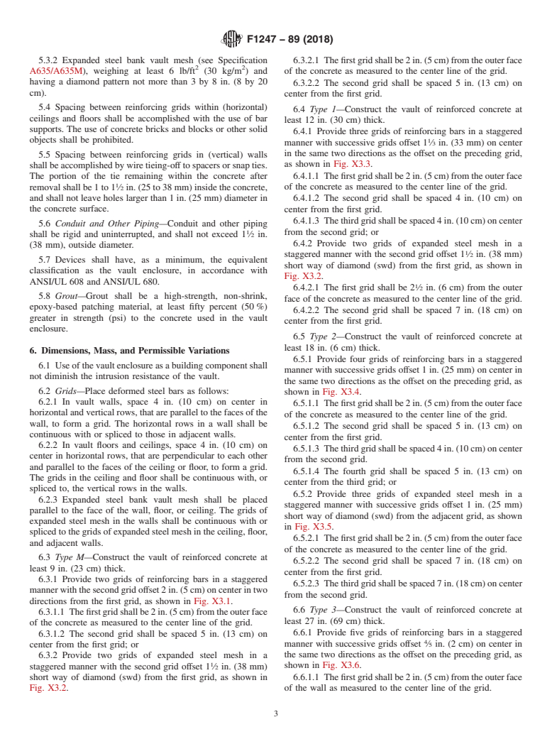 ASTM F1247-89(2018) - Standard Specification for  Intrusion Resistant Generic Vault Structures