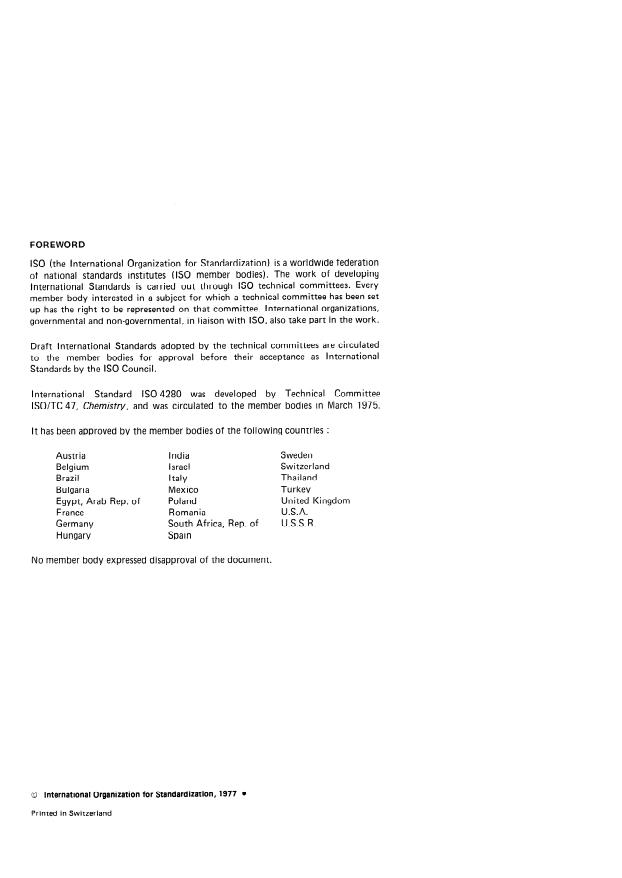 ISO 4280:1977 ISO 4280:1977 - Cryolite, natural and artificial, and aluminium fluoride for industrial use -- Determination of sulphate content -- Barium sulphate gravimetric method - Page 2 preview