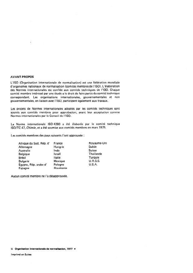 ISO 4280:1977 ISO 4280:1977 - Cryolithe, naturelle et artificielle, et fluorure d'aluminium a usage industriel -- Dosage des sulfates -- Méthode gravimétrique a l'état de sulfate de baryum - Page 2 preview