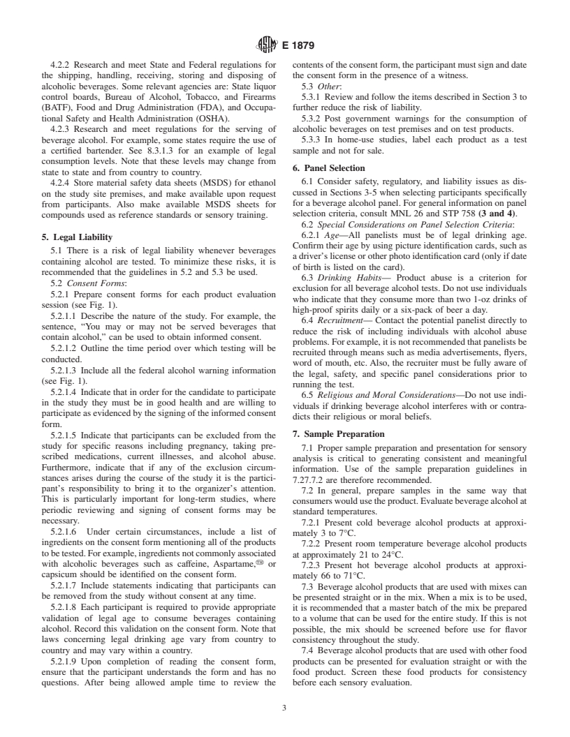 ASTM E1879-00 - Standard Guide for Sensory Evaluation of Beverages Containing Alcohol