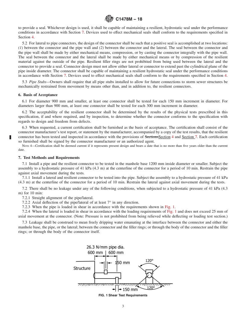 REDLINE ASTM C1478M-18 - Standard Specification for  Storm Drain Resilient Connectors Between Reinforced Concrete  Storm Sewer Structures, Pipes, and Laterals (Metric)