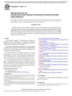 ASTM C1692-18 ASTM C1692-18 - Standard Practice for Construction and Testing of Autoclaved Aerated Concrete (AAC) Masonry - Page 1 preview