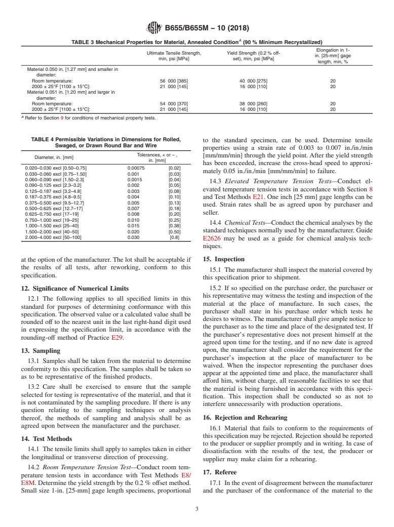 ASTM B655/B655M-10(2018) - Standard Specification for Niobium-Hafnium Alloy Bar and Wire