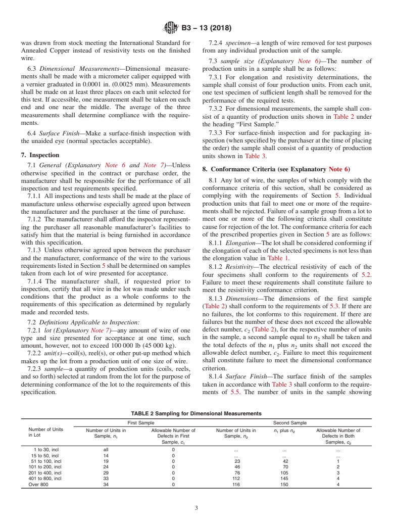 ASTM B3-13(2018) - Standard Specification for Soft or Annealed Copper Wire