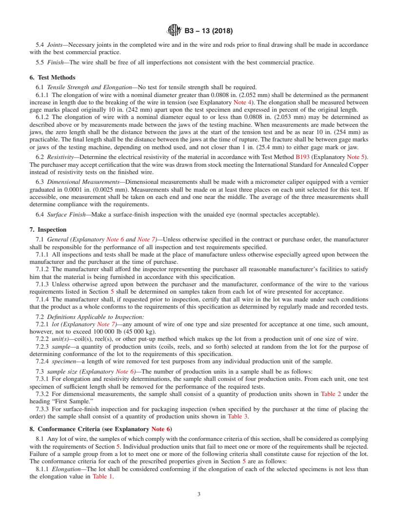 REDLINE ASTM B3-13(2018) - Standard Specification for Soft or Annealed Copper Wire