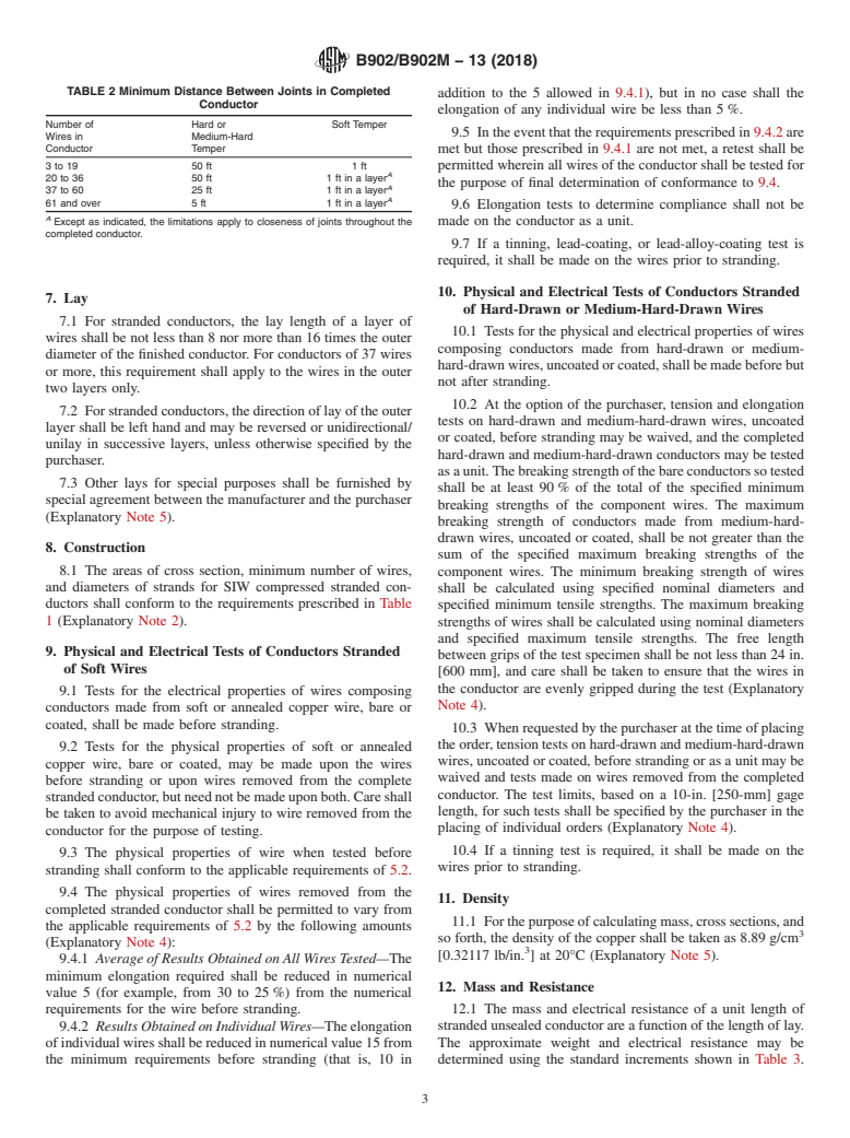 ASTM B902/B902M-13(2018) - Standard Specification for Compressed Round Stranded Copper Conductors, Hard, Medium-Hard,   or Soft Using Single Input Wire Construction