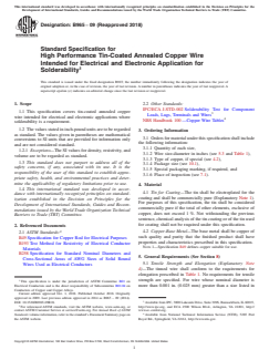 ASTM B965-09(2018) ASTM B965-09(2018) - Standard Specification for High Performance Tin-Coated Annealed Copper Wire Intended for Electrical and Electronic Application for Solderability - Page 1 preview