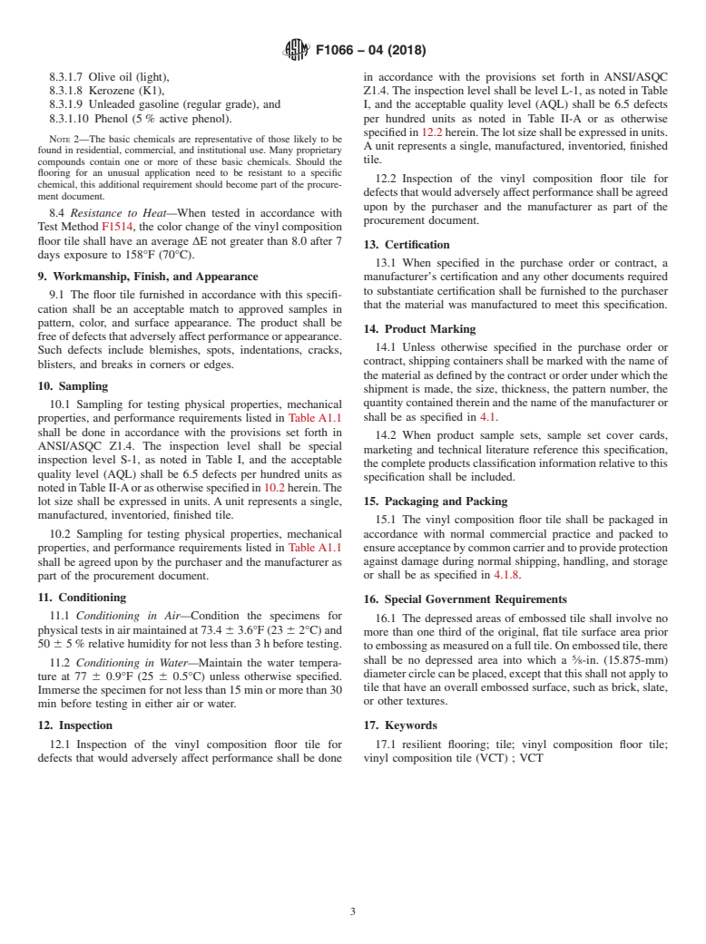 ASTM F1066-04(2018) - Standard Specification for  Vinyl Composition Floor Tile