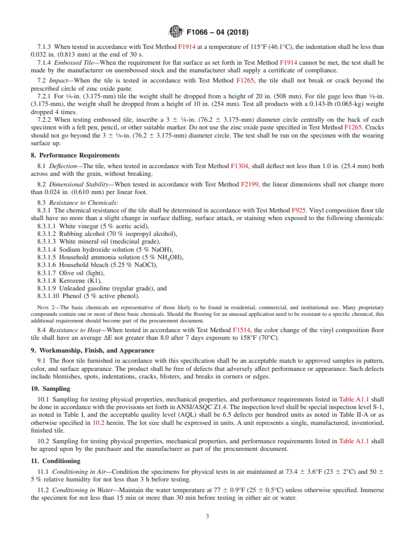 REDLINE ASTM F1066-04(2018) - Standard Specification for  Vinyl Composition Floor Tile