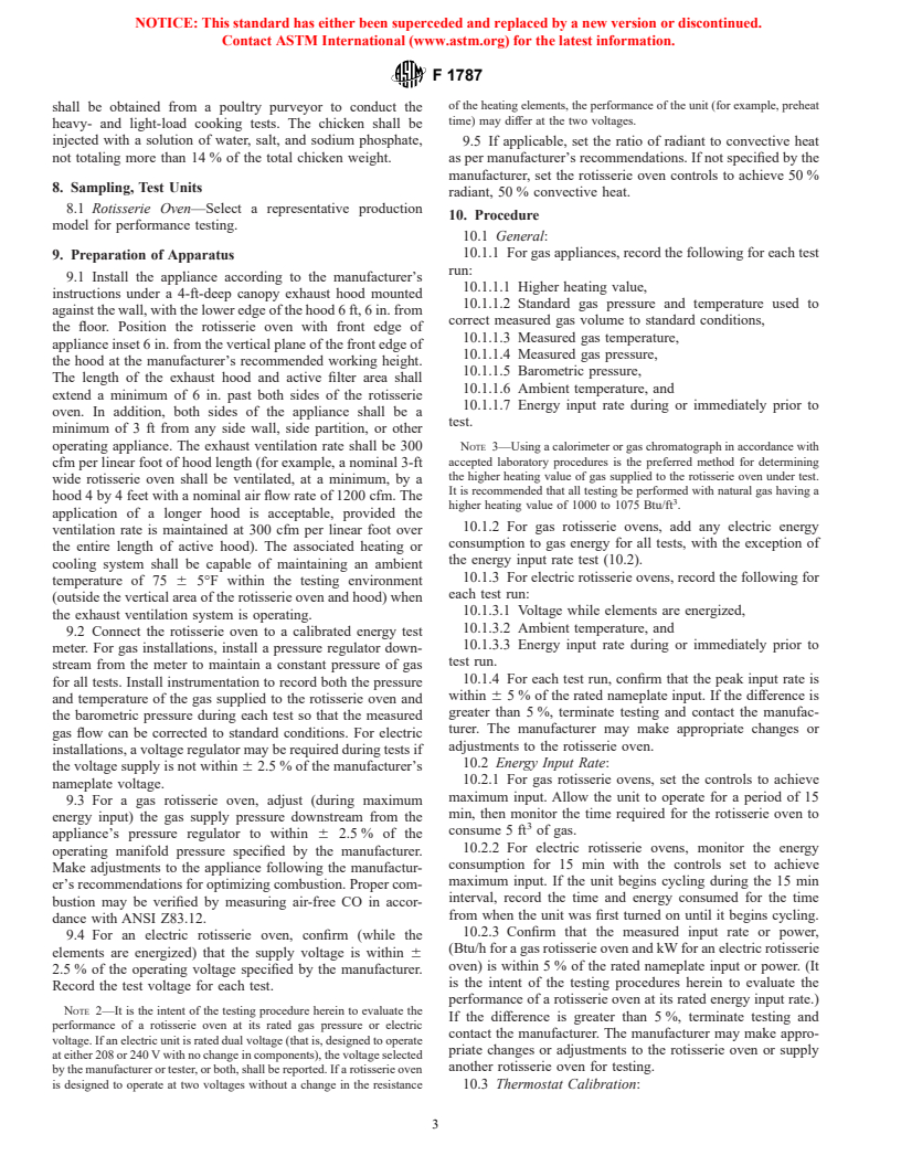 ASTM F1787-98 - Standard Test Method for Performance of Rotisserie Ovens