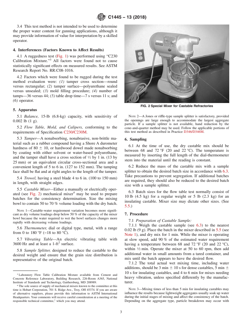 ASTM C1445-13(2018) - Standard Test Method for  Measuring Consistency of Castable Refractory Using a Flow Table