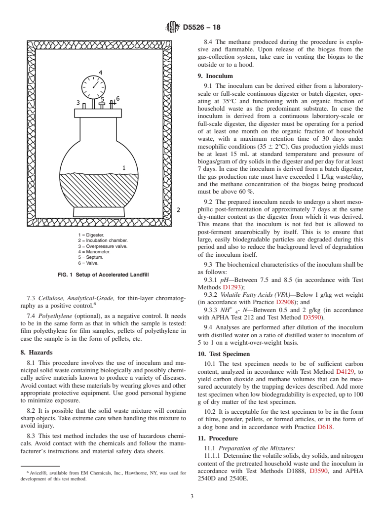 ASTM D5526-18 - Standard Test Method for  Determining Anaerobic Biodegradation of Plastic Materials Under  Accelerated Landfill Conditions