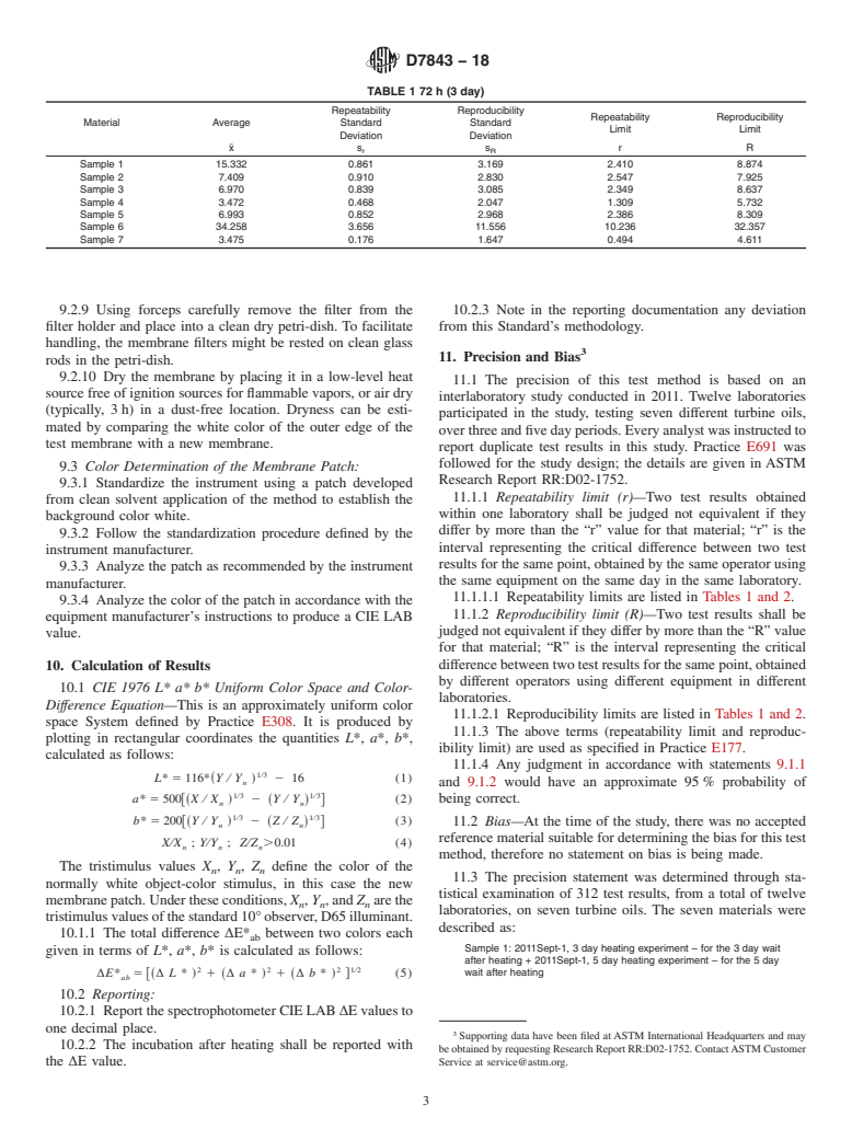 ASTM D7843-18 - Standard Test Method for Measurement of Lubricant Generated Insoluble Color Bodies in  In-Service Turbine Oils using Membrane Patch Colorimetry