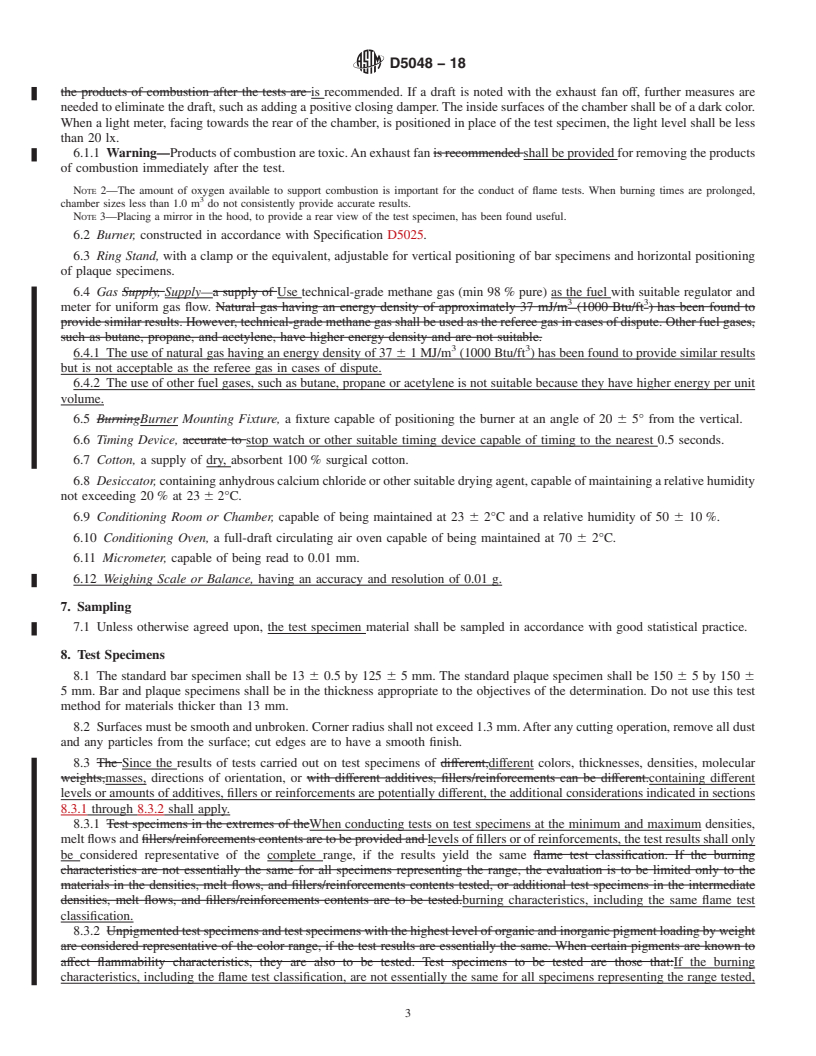 REDLINE ASTM D5048-18 - Standard Test Method for Measuring the Comparative Burning Characteristics and Resistance  to Burn-Through of Solid Plastics Using a 125-mm Flame