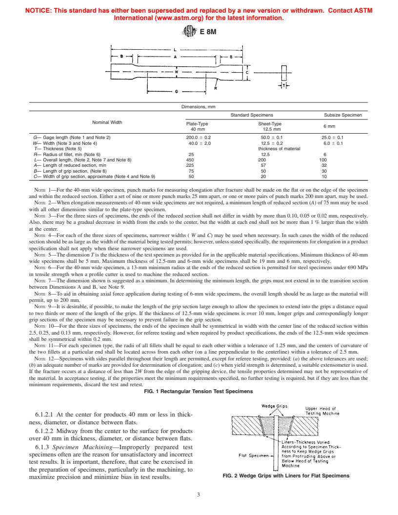 ASTM E8M-01e1 - Standard Test Methods for Tension Testing of Metallic Materials [Metric]