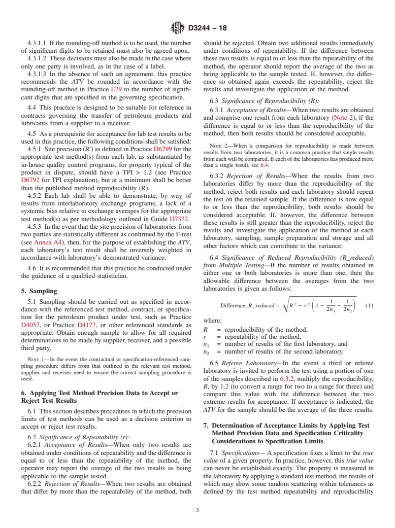 ASTM D3244-18 - Standard Practice for Utilization of Test Data to Determine Conformance with Specifications