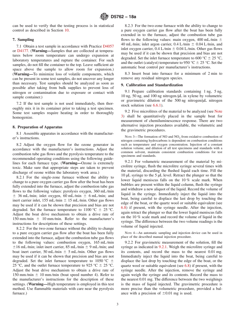 ASTM D5762-18a - Standard Test Method for  Nitrogen in Liquid Hydrocarbons, Petroleum and Petroleum Products  by Boat-Inlet Chemiluminescence