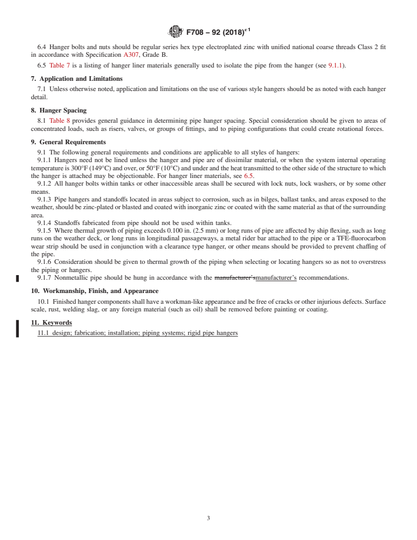 REDLINE ASTM F708-92(2018)e1 - Standard Practice for  Design and Installation of Rigid Pipe Hangers