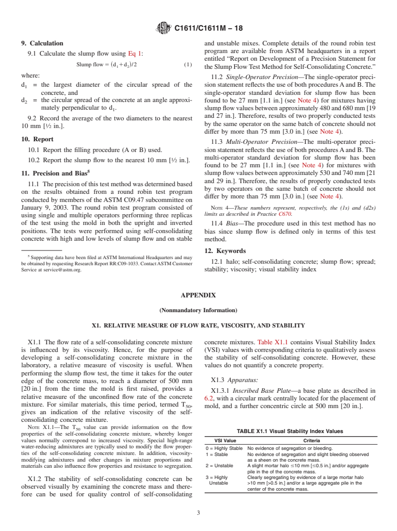 ASTM C1611/C1611M-18 - Standard Test Method for  Slump Flow of Self-Consolidating Concrete