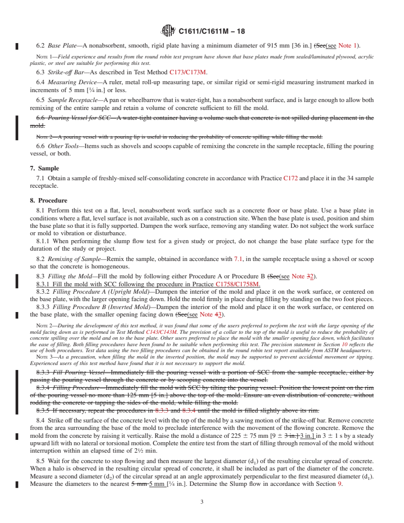 REDLINE ASTM C1611/C1611M-18 - Standard Test Method for  Slump Flow of Self-Consolidating Concrete