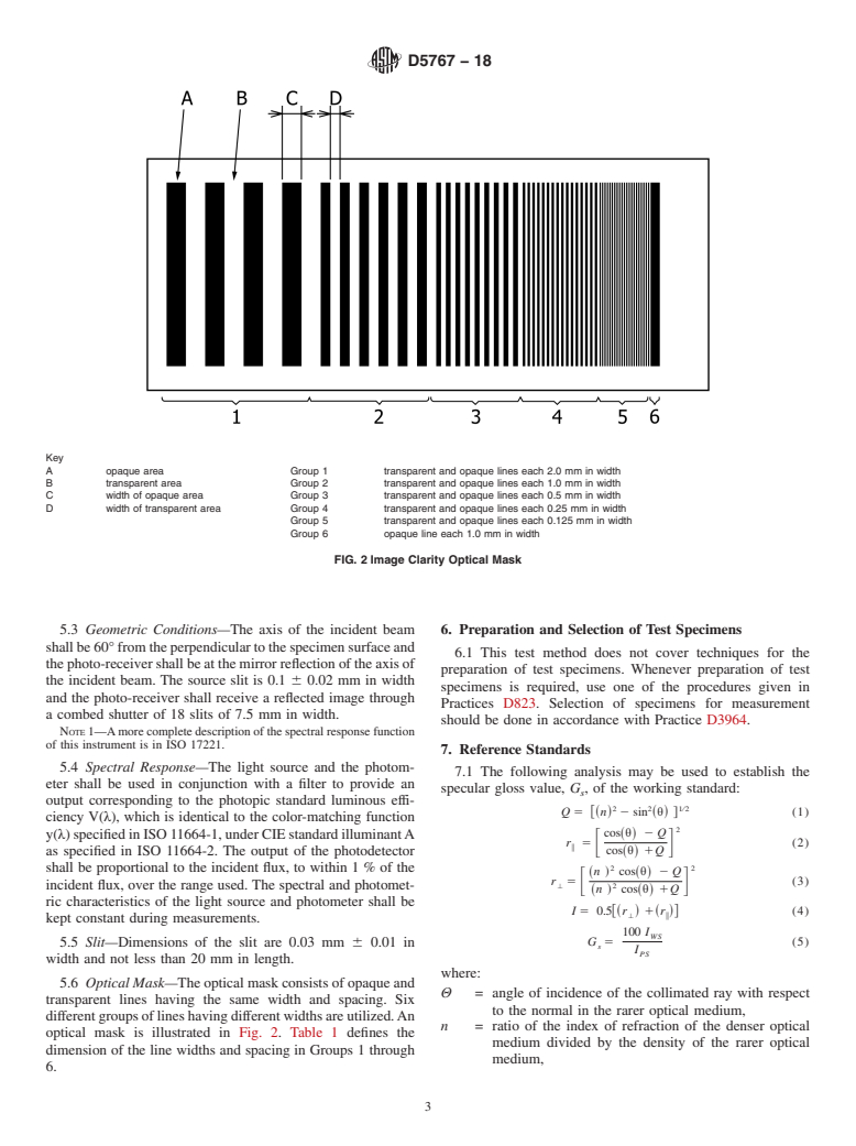 ASTM D5767-18 - Standard Test Method for Instrumental Measurement of Distinctness-of-Image (DOI) Gloss  of  Coated   Surfaces