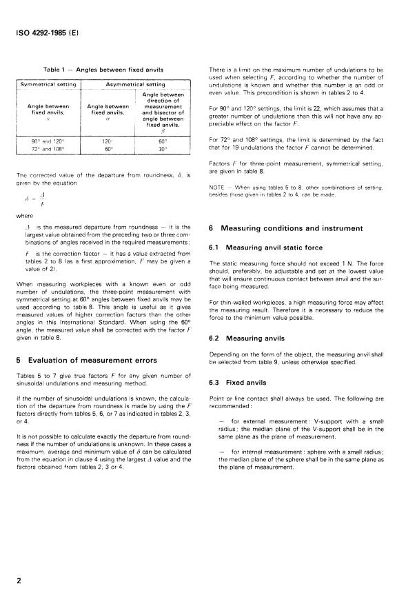 ISO 4292:1985 ISO 4292:1985 - Methods for the assessment of departure from roundness -- Measurement by two- and three-point methods - Page 4 preview
