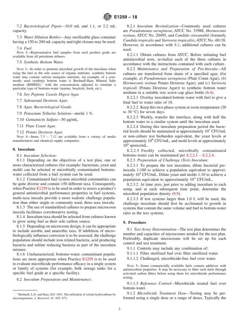 ASTM E1259-18 - Standard Practice for  Evaluation of Antimicrobials in Liquid Fuels Boiling Below  390&#x2009;&#xb0;C