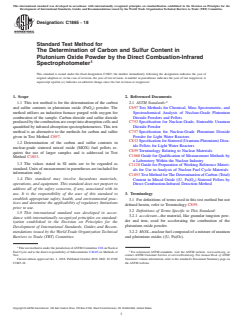 ASTM C1865-18 ASTM C1865-18 - Standard Test Method for The Determination of Carbon and Sulfur Content in Plutonium Oxide Powder by the Direct Combustion-Infrared Spectrophotometer - Page 1 preview