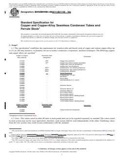 ASTM B111/B111M-18a REDLINE ASTM B111/B111M-18a - Standard Specification for Copper and Copper-Alloy Seamless Condenser Tubes and Ferrule Stock - Page 1 preview