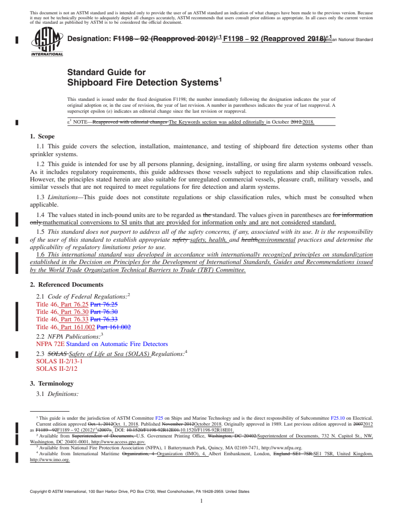 REDLINE ASTM F1198-92(2018)e1 - Standard Guide for  Shipboard Fire Detection Systems