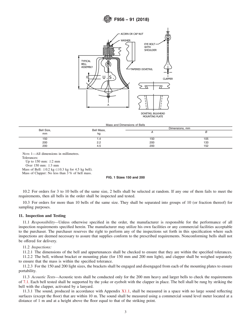 REDLINE ASTM F956-91(2018) - Standard Specification for  Bell, Cast, Sound Signalling