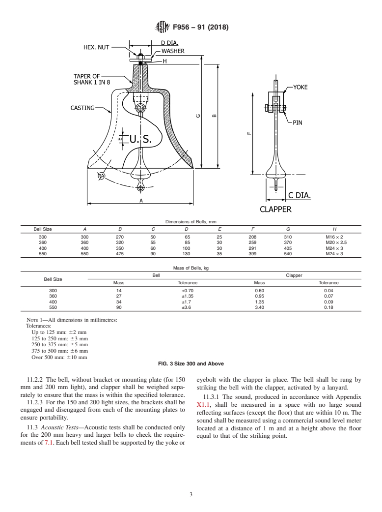 ASTM F956-91(2018) - Standard Specification for  Bell, Cast, Sound Signalling