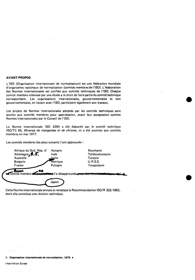 ISO 4294:1978 ISO 4294:1978 - Manganese ores and concentrates — Determination of copper content — Extraction-photometric and photometric methods
Released:8/1/1978 - Page 2 preview