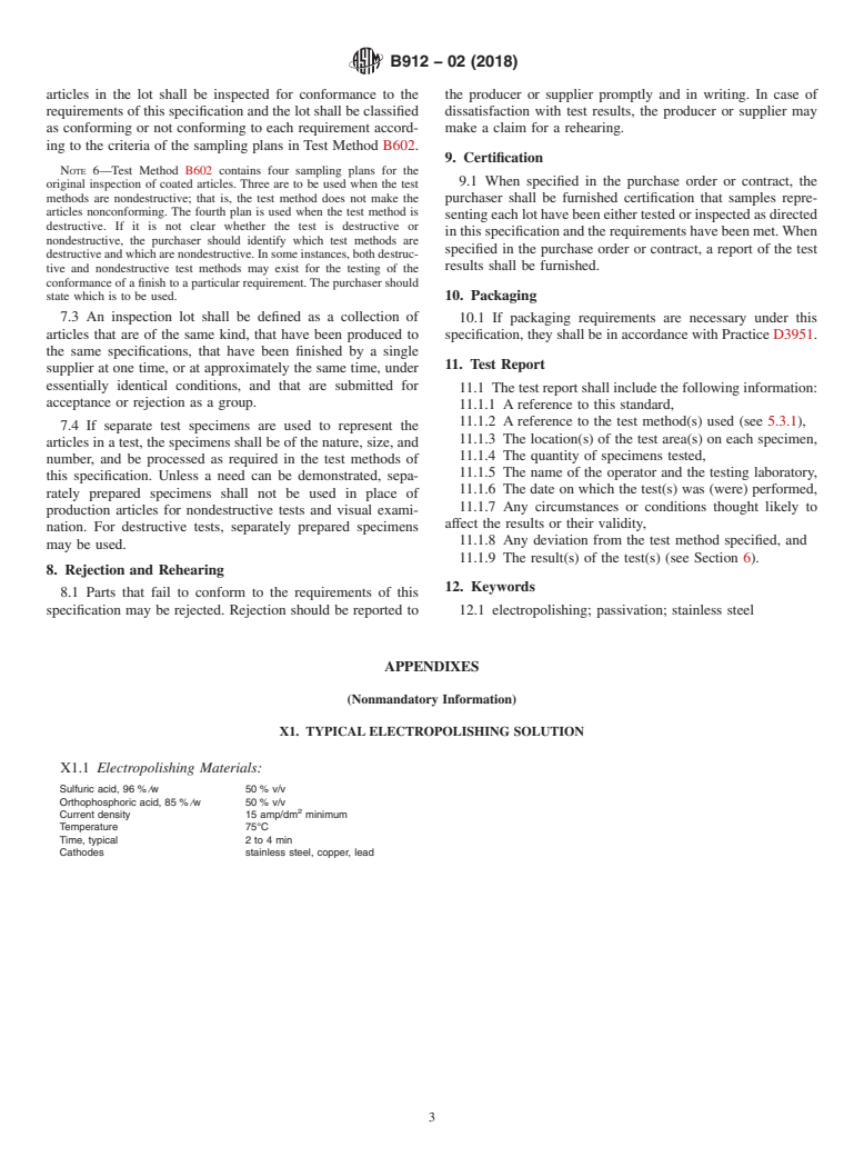 Astm B912 022018 Standard Specification For Passivation Of Stainless Steels Using 5397