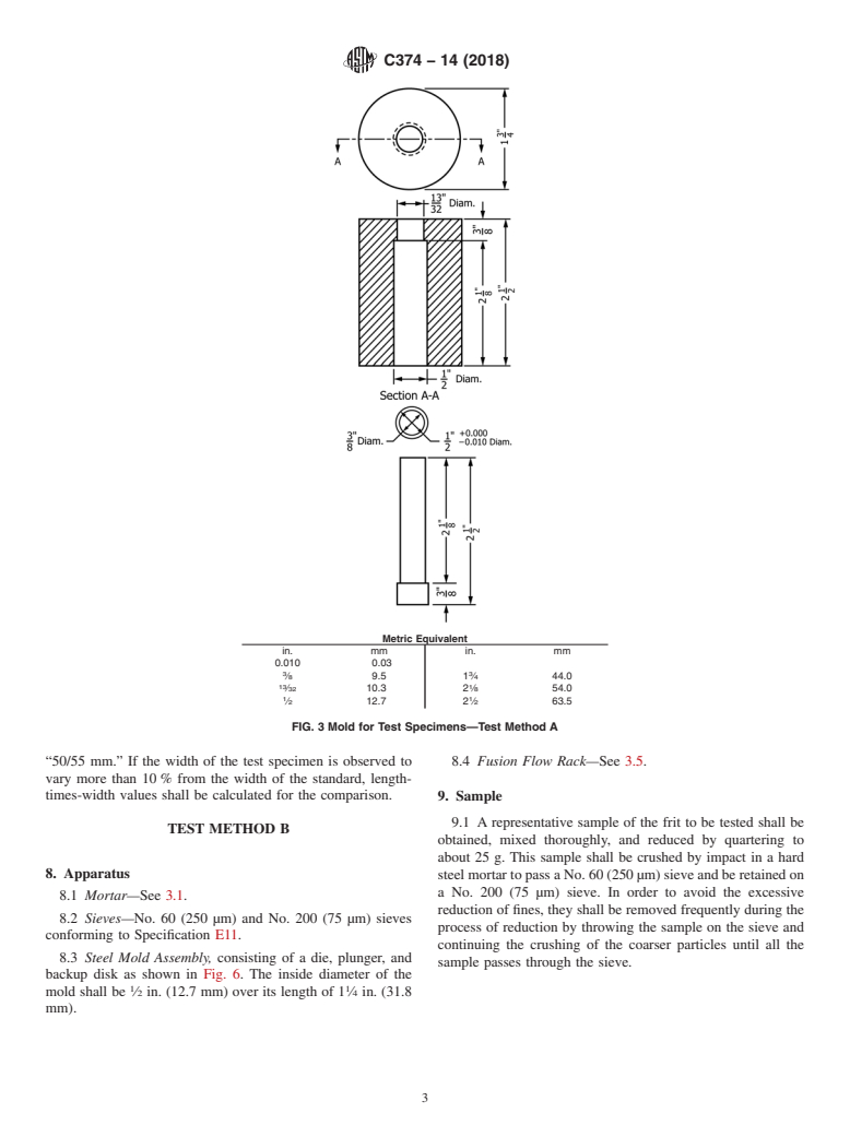 ASTM C374-14(2018) - Standard Test Methods for  Fusion Flow of Porcelain Enamel Frits (Flow-Button Methods)