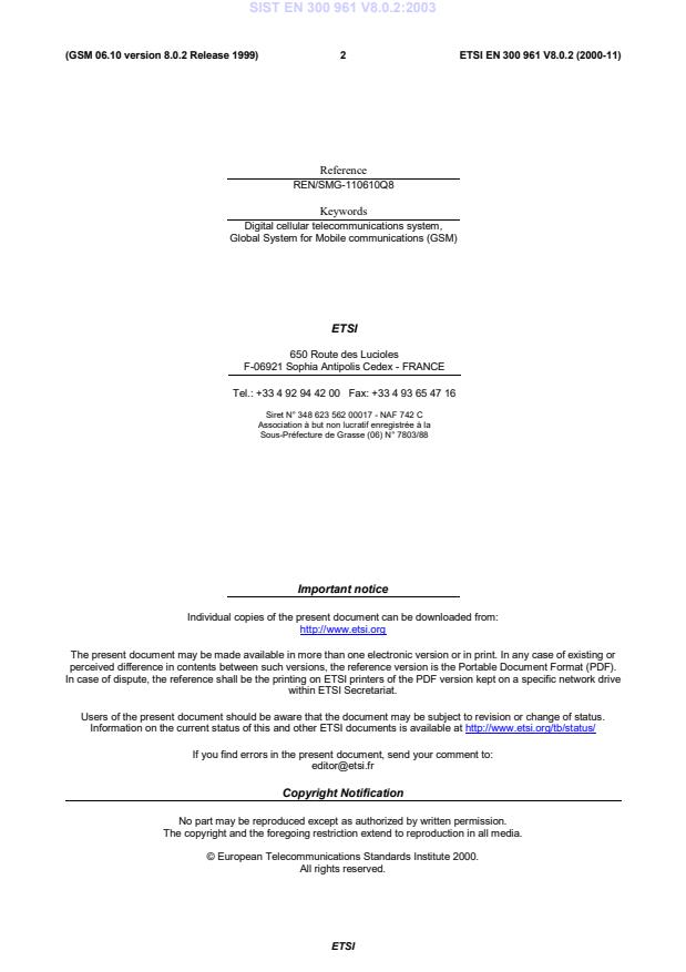 SIST EN 300 961 V8.0.2:2003 SIST EN 300 961 V8.0.2:2003 - Page 4 preview