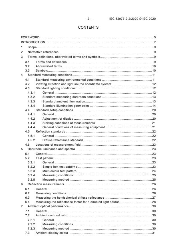 IEC 62977-2-2:2020 IEC 62977-2-2:2020 - Electronic displays - Part 2-2: Measurements of optical characteristics - Ambient performance - Page 4 preview