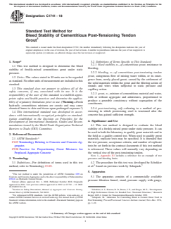 ASTM C1741-18 ASTM C1741-18 - Standard Test Method for Bleed Stability of Cementitious Post-Tensioning Tendon Grout - Page 1 preview